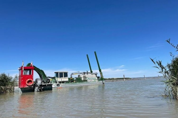 Iszapleszívás a Fertő tavon